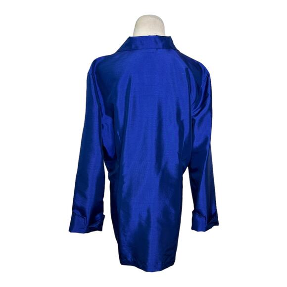 Charter Club lapis blue 3/4 sleeves button collard blouse size large - Picture 13 of 14